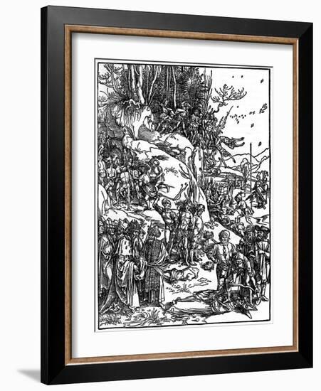 Martyrdom of the Ten Thousand Christians on Mt Ararat, 1495-1497-Albrecht Durer-Framed Giclee Print