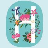 Vector Hand Drawn Floral Monogram with Vintage Amazing Flowers! Letters J Perfect for Backgrounds O-MarushaBelle-Framed Art Print
