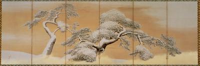 Pines in Snow, Decoration from Six-Panel Screen-Maruyama Okyo-Giclee Print