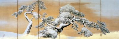 Pines in Snow, Decoration from Six-Panel Screen-Maruyama Okyo-Giclee Print