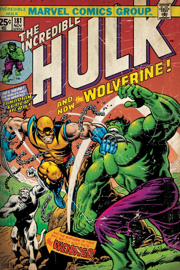 Marvel Comics Retro The Incredible Hulk Comic Book Cover No 181 With Wolverine Aged Wall Mural Art Com