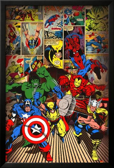 Marvel-Here Come the Heroes-null-Framed Poster