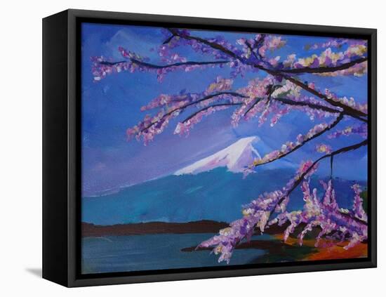 Marvellous Mount Fuji with Cherry Blossom in Japan-Markus Bleichner-Framed Stretched Canvas