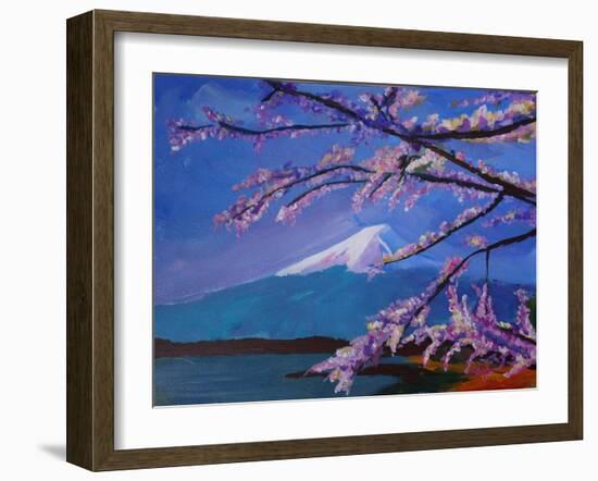 Marvellous Mount Fuji with Cherry Blossom in Japan-Markus Bleichner-Framed Art Print