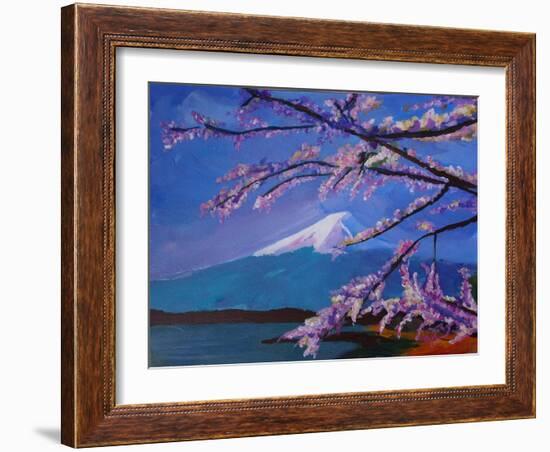 Marvellous Mount Fuji with Cherry Blossom in Japan-Markus Bleichner-Framed Art Print