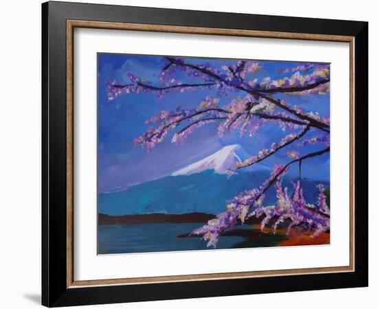 Marvellous Mount Fuji with Cherry Blossom in Japan-Markus Bleichner-Framed Art Print