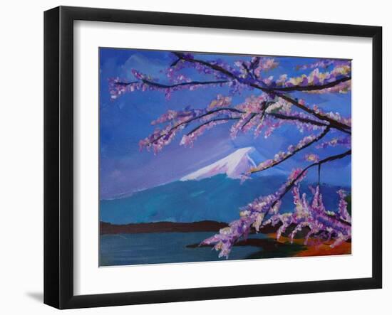 Marvellous Mount Fuji with Cherry Blossom in Japan-Markus Bleichner-Framed Art Print