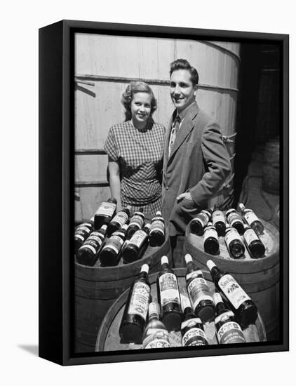 Marvin Sands and His Wife Marilyn with their Wine. Ceo of Canandaigua Industries. Canandaigua, Ny-null-Framed Premier Image Canvas