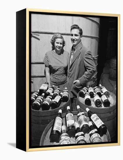 Marvin Sands and His Wife Marilyn with their Wine. Ceo of Canandaigua Industries. Canandaigua, Ny-null-Framed Premier Image Canvas