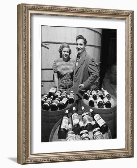 Marvin Sands and His Wife Marilyn with their Wine. Ceo of Canandaigua Industries. Canandaigua, Ny-null-Framed Photographic Print