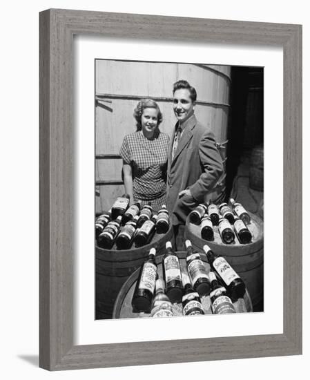 Marvin Sands and His Wife Marilyn with their Wine. Ceo of Canandaigua Industries. Canandaigua, Ny-null-Framed Photographic Print
