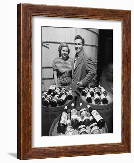 Marvin Sands and His Wife Marilyn with their Wine. Ceo of Canandaigua Industries. Canandaigua, Ny-null-Framed Photographic Print