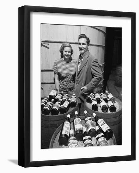 Marvin Sands and His Wife Marilyn with their Wine. Ceo of Canandaigua Industries. Canandaigua, Ny-null-Framed Photographic Print