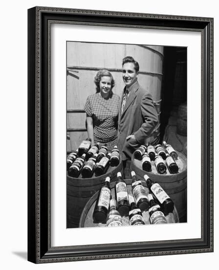 Marvin Sands and His Wife Marilyn with their Wine. Ceo of Canandaigua Industries. Canandaigua, Ny-null-Framed Photographic Print