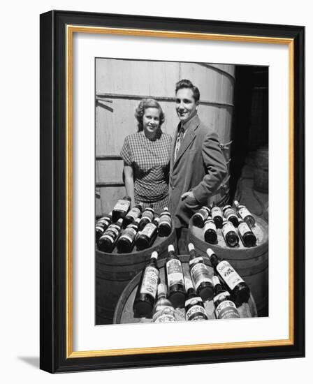 Marvin Sands and His Wife Marilyn with their Wine. Ceo of Canandaigua Industries. Canandaigua, Ny-null-Framed Photographic Print