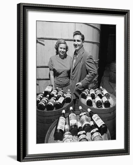 Marvin Sands and His Wife Marilyn with their Wine. Ceo of Canandaigua Industries. Canandaigua, Ny-null-Framed Photographic Print