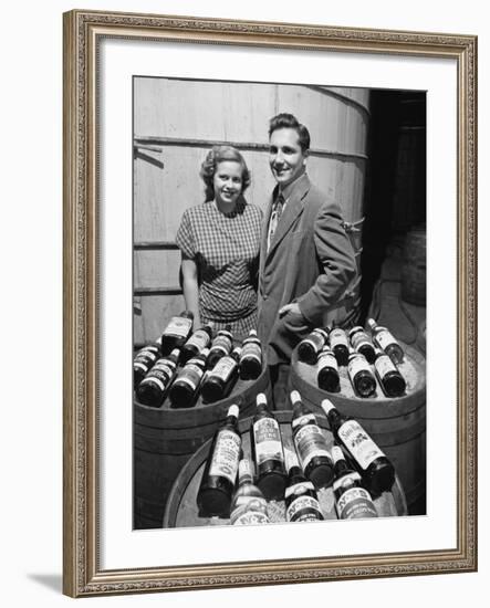 Marvin Sands and His Wife Marilyn with their Wine. Ceo of Canandaigua Industries. Canandaigua, Ny-null-Framed Photographic Print