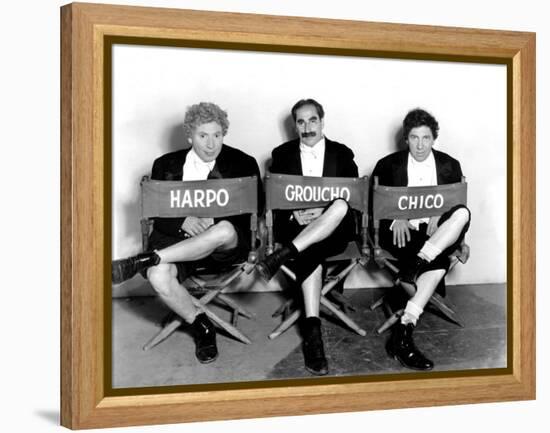 Marx Brothers - Harpo Marx, Groucho Marx, Chico Marx on the Set of Night at the Opera, 1935-null-Framed Stretched Canvas