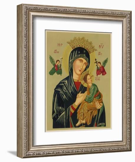 Mary and Jesus with Attendant Angels as Depicted in a Russian Icon-null-Framed Photographic Print