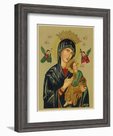 Mary and Jesus with Attendant Angels as Depicted in a Russian Icon-null-Framed Photographic Print