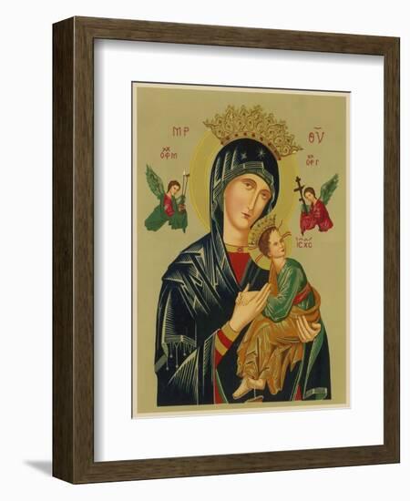 Mary and Jesus with Attendant Angels as Depicted in a Russian Icon-null-Framed Photographic Print