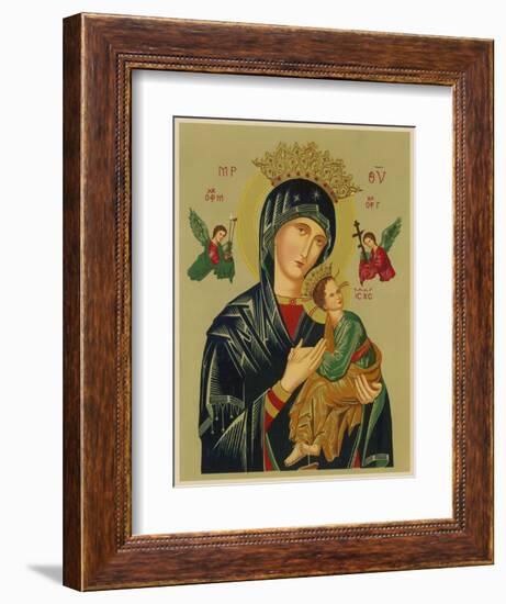 Mary and Jesus with Attendant Angels as Depicted in a Russian Icon-null-Framed Photographic Print