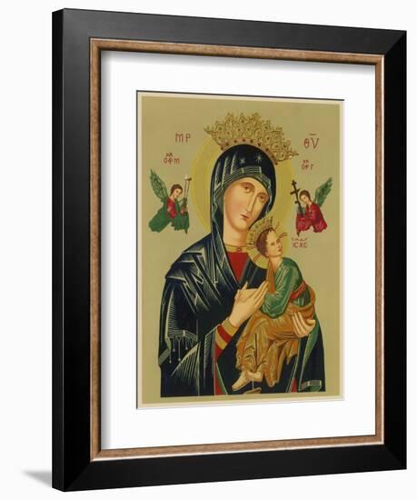 Mary and Jesus with Attendant Angels as Depicted in a Russian Icon-null-Framed Photographic Print