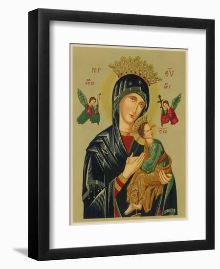 Mary and Jesus with Attendant Angels as Depicted in a Russian Icon-null-Framed Photographic Print