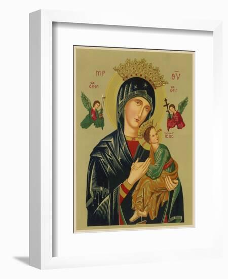 Mary and Jesus with Attendant Angels as Depicted in a Russian Icon-null-Framed Photographic Print