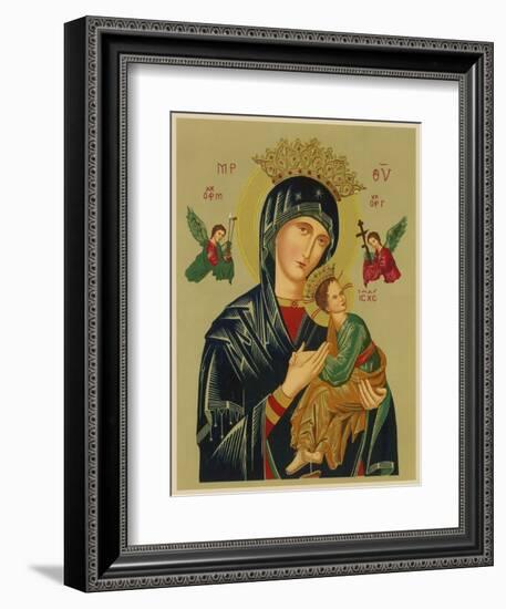 Mary and Jesus with Attendant Angels as Depicted in a Russian Icon-null-Framed Photographic Print