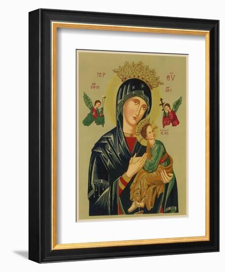 Mary and Jesus with Attendant Angels as Depicted in a Russian Icon-null-Framed Photographic Print