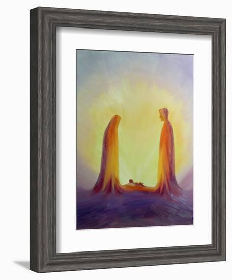 Mary and Joseph Look with Faith on the Child Jesus at His Nativity, 1995-Elizabeth Wang-Framed Giclee Print