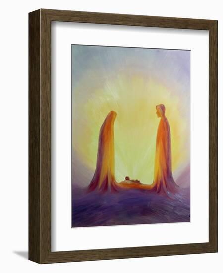 Mary and Joseph Look with Faith on the Child Jesus at His Nativity, 1995-Elizabeth Wang-Framed Giclee Print