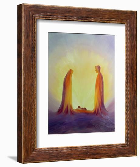 Mary and Joseph Look with Faith on the Child Jesus at His Nativity, 1995-Elizabeth Wang-Framed Giclee Print