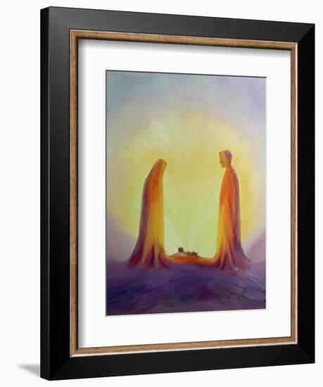 Mary and Joseph Look with Faith on the Child Jesus at His Nativity, 1995-Elizabeth Wang-Framed Giclee Print