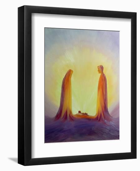 Mary and Joseph Look with Faith on the Child Jesus at His Nativity, 1995-Elizabeth Wang-Framed Giclee Print