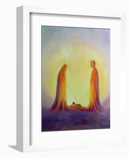 Mary and Joseph Look with Faith on the Child Jesus at His Nativity, 1995-Elizabeth Wang-Framed Giclee Print