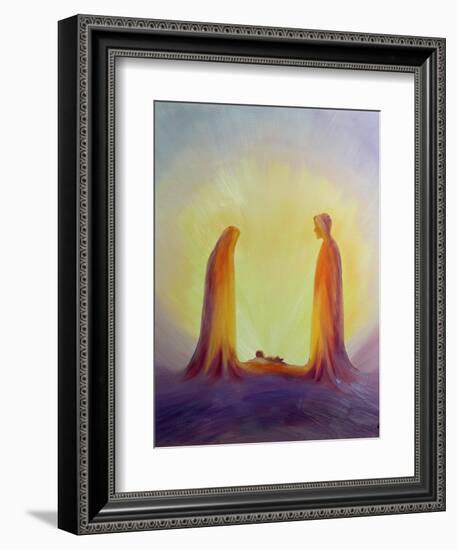 Mary and Joseph Look with Faith on the Child Jesus at His Nativity, 1995-Elizabeth Wang-Framed Giclee Print