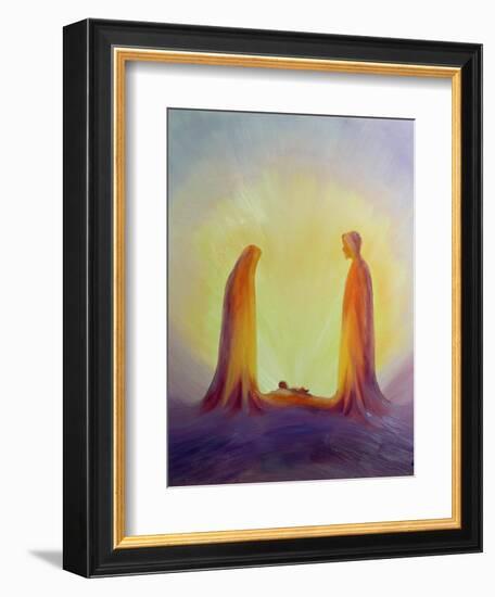 Mary and Joseph Look with Faith on the Child Jesus at His Nativity, 1995-Elizabeth Wang-Framed Giclee Print