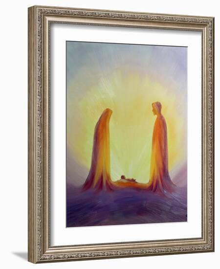 Mary and Joseph Look with Faith on the Child Jesus at His Nativity, 1995-Elizabeth Wang-Framed Giclee Print