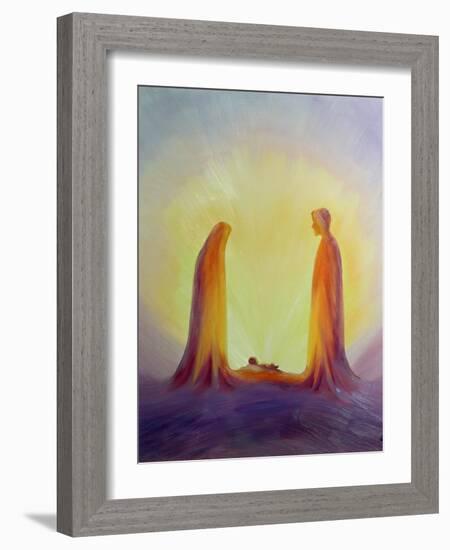 Mary and Joseph Look with Faith on the Child Jesus at His Nativity, 1995-Elizabeth Wang-Framed Giclee Print