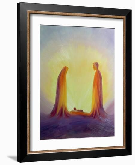 Mary and Joseph Look with Faith on the Child Jesus at His Nativity, 1995-Elizabeth Wang-Framed Giclee Print