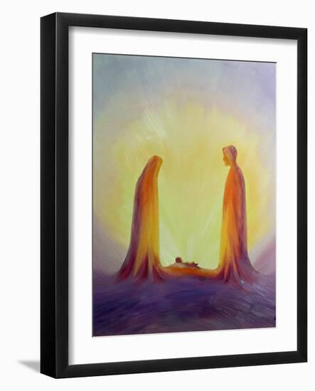 Mary and Joseph Look with Faith on the Child Jesus at His Nativity, 1995-Elizabeth Wang-Framed Giclee Print