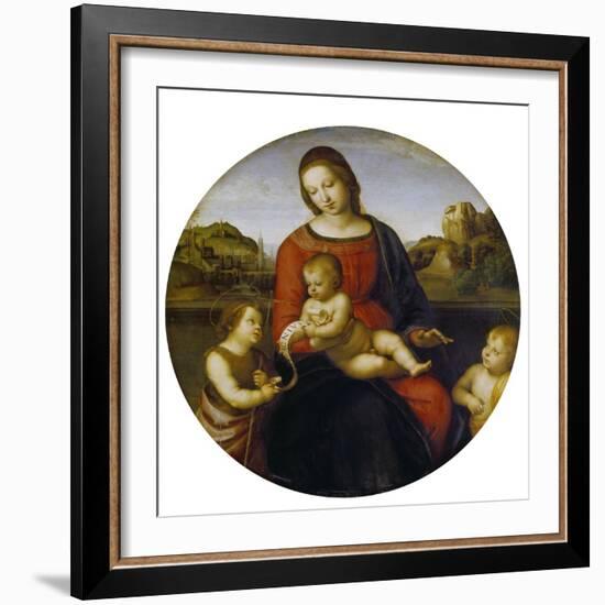 Mary and the Infant Christ and John the Baptist (Madonna Terranuova), about 1505-Raphael-Framed Giclee Print