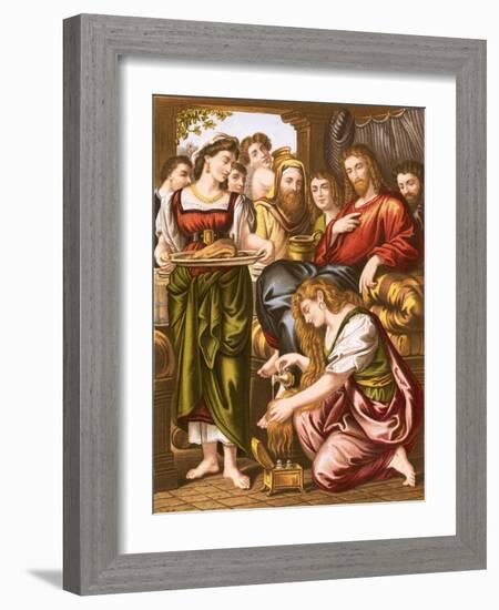 Mary Anointing the Feet of Jesus-English-Framed Giclee Print