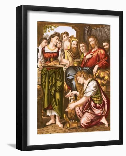 Mary Anointing the Feet of Jesus-English-Framed Giclee Print