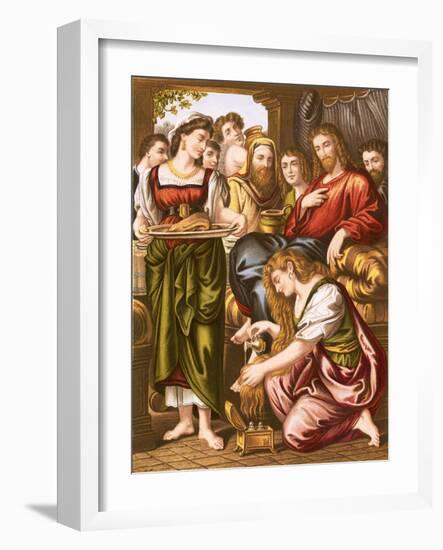 Mary Anointing the Feet of Jesus-English-Framed Giclee Print