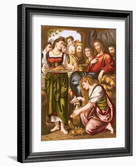 Mary Anointing the Feet of Jesus-English-Framed Giclee Print