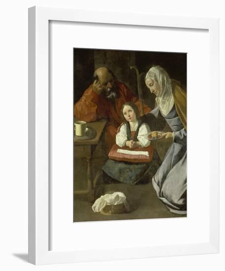 Mary as Child with St. Joachim and St. Anne-Francisco Zurbaran y Salazar-Framed Giclee Print