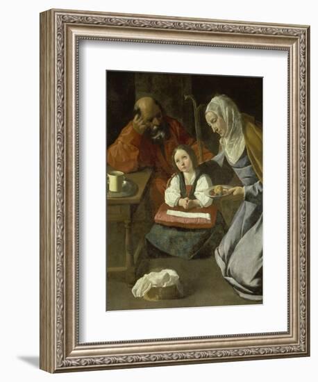 Mary as Child with St. Joachim and St. Anne-Francisco Zurbaran y Salazar-Framed Giclee Print